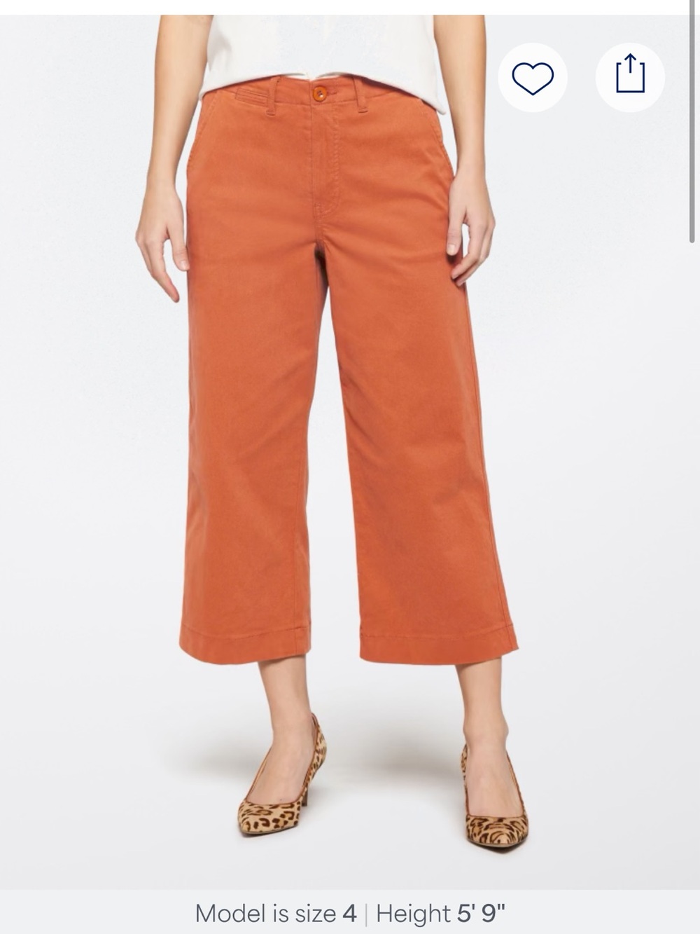 one 5 one Burnt Orange Cropped Wide-Leg Trousers
